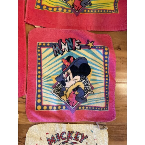 6 VTG Bath Hand Towel Lot Mickey Minnie Mouse Walt Disney Towel Set Colorful - Picture 4 of 8